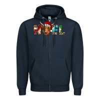 Navy noel highland cow Zipper Hoodie - Jasminsmagicworld