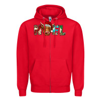 Red noel highland cow Zipper Hoodie - Jasminsmagicworld