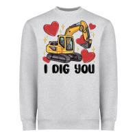 Heather Grey i dig you valentines excavator Heavyweight Sweatshirt - MaliasSmallBusiness