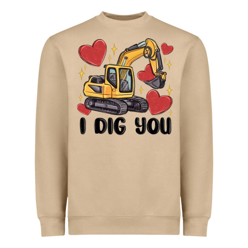 I Dig You Valentines Excavator Heavyweight Sweatshirt by MaliasSmallBusiness | Teevron