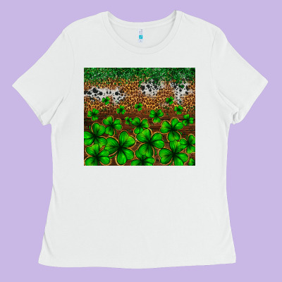 St. Patrick's Day Leopard Cowhide Tumbler Ladies Tee Designed By Neo Western