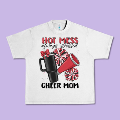 Hot Mess Always Stressed Cheer Mom Urban Heavy Tee Designed By Maliassmallbusiness