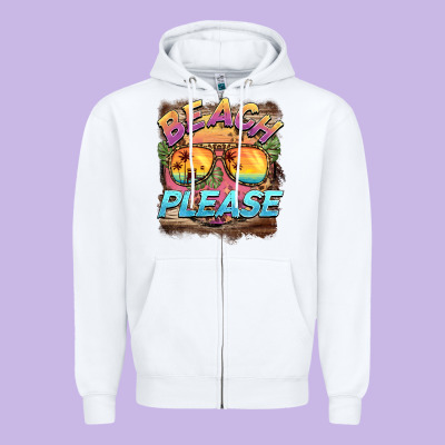 Becach Please Zipper Hoodie Designed By Barkaloodesign