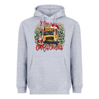 Heather Grey merry christmas school bus Heavyweight Hoodie - texasbilliewilder