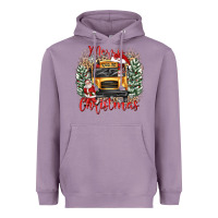 Lavender merry christmas school bus Heavyweight Hoodie - texasbilliewilder