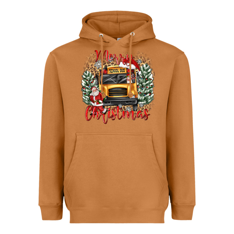 Merry Christmas School Bus Heavyweight Hoodie by texasbilliewilder | Teevron