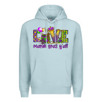 Blue Mist Love Mardi Gras Y'all Premium Hoodie - HowdyJamesFarm