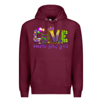 Burgundy Love Mardi Gras Y'all Premium Hoodie - HowdyJamesFarm