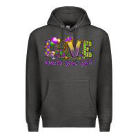 Charcoal Heather Love Mardi Gras Y'all Premium Hoodie - HowdyJamesFarm