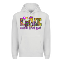Dove Grey Love Mardi Gras Y'all Premium Hoodie - HowdyJamesFarm