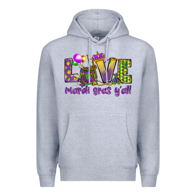 Love Mardi Gras Y'all Premium Hoodie by HowdyJamesFarm | Teevron