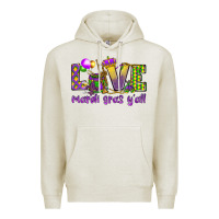Oatmeal Heather Love Mardi Gras Y'all Premium Hoodie - HowdyJamesFarm
