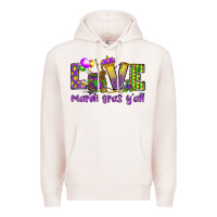 Pale Pink Love Mardi Gras Y'all Premium Hoodie - HowdyJamesFarm