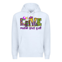 White Love Mardi Gras Y'all Premium Hoodie - HowdyJamesFarm