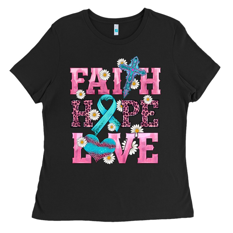 Faith Hope Love  Cross And Ribbon Ladies Tee by HRA Design Shop | Teevron