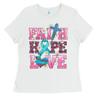 White faith hope love  cross and ribbon Ladies Tee - HRA Design Shop