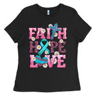 Faith Hope Love  Cross And Ribbon Ladies Tee | Teevron