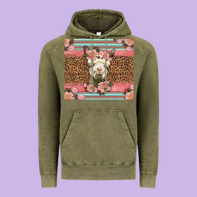 Llama And Roses Glitter Vintage Hoodie Designed By Lillyallendesigns