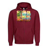 Burgundy summer vibes sunset and fruits Zipper Hoodie - BarkalooDesign
