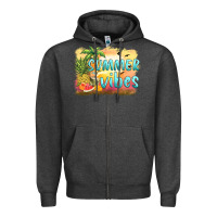 Charcoal Heather summer vibes sunset and fruits Zipper Hoodie - BarkalooDesign