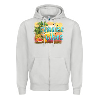 Dove Grey summer vibes sunset and fruits Zipper Hoodie - BarkalooDesign