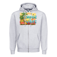 Heather Grey summer vibes sunset and fruits Zipper Hoodie - BarkalooDesign