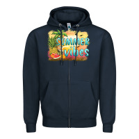Navy summer vibes sunset and fruits Zipper Hoodie - BarkalooDesign