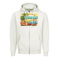 Oatmeal Heather summer vibes sunset and fruits Zipper Hoodie - BarkalooDesign