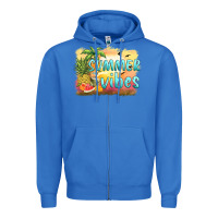 Summer Vibes Sunset And Fruits Zipper Hoodie | Teevron