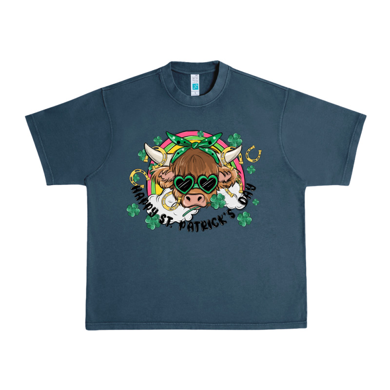 St. Patrick's Day Highland Cow Urban Heavy Tee by MaliasSmallBusiness | Teevron