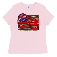 Bubblegum Pink leopard baseball flag5 Ladies Tee - JahusDesignShop