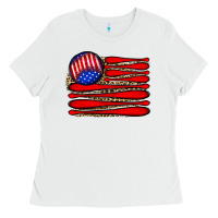 White leopard baseball flag5 Ladies Tee - JahusDesignShop