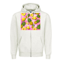 Oatmeal Heather pink pineapple Zipper Hoodie - BarkalooDesign