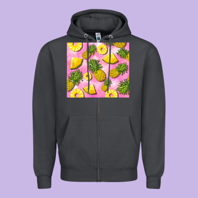 Pink Pineapple Zipper Hoodie Designed By Barkaloodesign