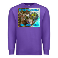 Purple let us thank hım for our food Premium Sweatshirt - TumblerDesignByShophia