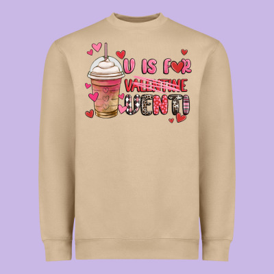 V Is For Valentine Venti Coffee Cup Heavyweight Sweatshirt Designed By Maliassmallbusiness