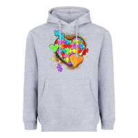 Heather Grey Autism hearts Heavyweight Hoodie - NancyCooperArtShop