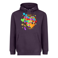 Plum Autism hearts Heavyweight Hoodie - NancyCooperArtShop