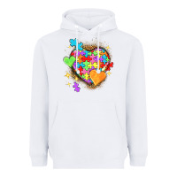 White Autism hearts Heavyweight Hoodie - NancyCooperArtShop