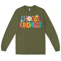 Army Green choose kindness Long Sleeve Tee - NancyCooperArtShop