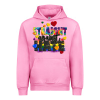 Fuchsia Pink straight against hate Urban Hoodie - FaDigitalArtStudio