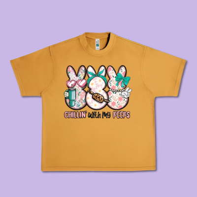 Easter Chilling With My Peeps Bunny Urban Heavy Tee Designed By Maliassmallbusiness