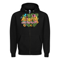 Black aloha summer Zipper Hoodie - BarkalooDesign