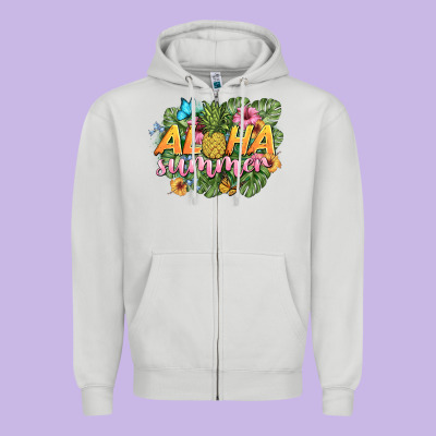 Aloha Summer Zipper Hoodie Designed By Barkaloodesign