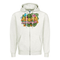 Oatmeal Heather aloha summer Zipper Hoodie - BarkalooDesign
