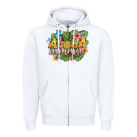 White aloha summer Zipper Hoodie - BarkalooDesign
