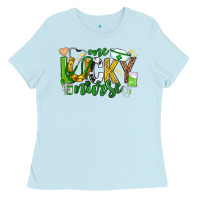 Baby Blue st patricks day one lucky nurse Ladies Tee - Neo Western