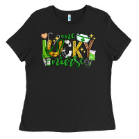 Black st patricks day one lucky nurse Ladies Tee - Neo Western