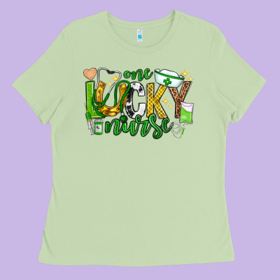 St Patricks Day One Lucky Nurse Ladies Tee Designed By Neo Western