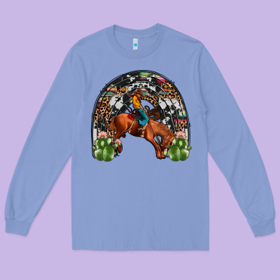 Rodeo Cowboy Rainbow Long Sleeve Tee Designed By Jahusdesignshop